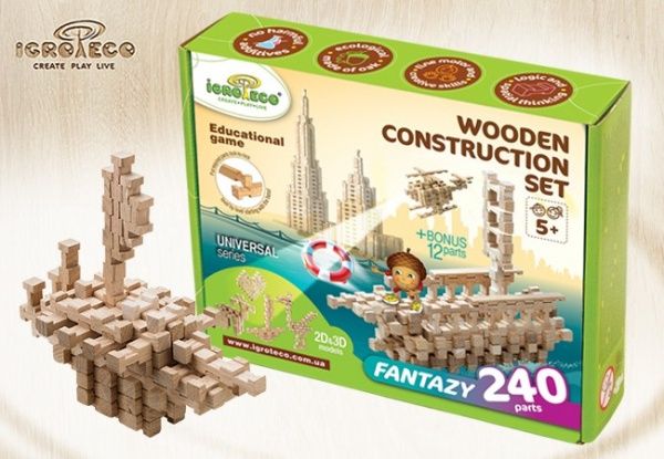 Конструктор деревянный Igroteco Фантазия 240 деталей