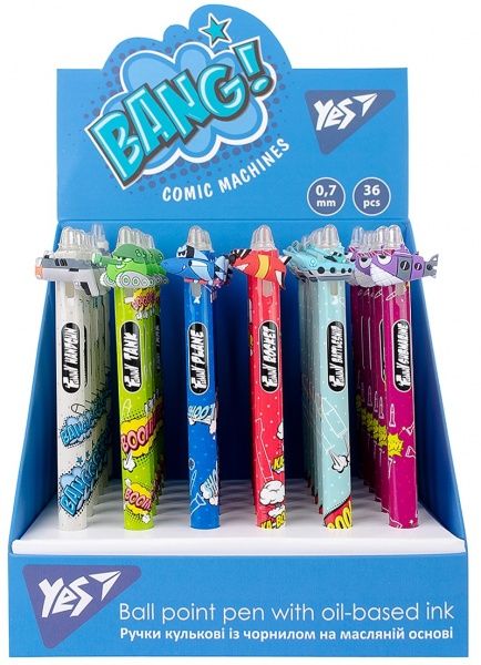 Ручка масляная YES Comic machines 0,7 мм цвет в ассортименте 412004 