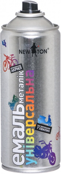 Эмаль аэрозольная универсальная Mеталлик New Ton серербристый 400 мл