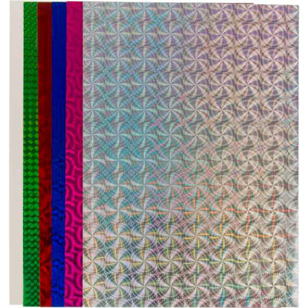 Картон металлизированный голографический А4 6 л. 6 цветов Тікі