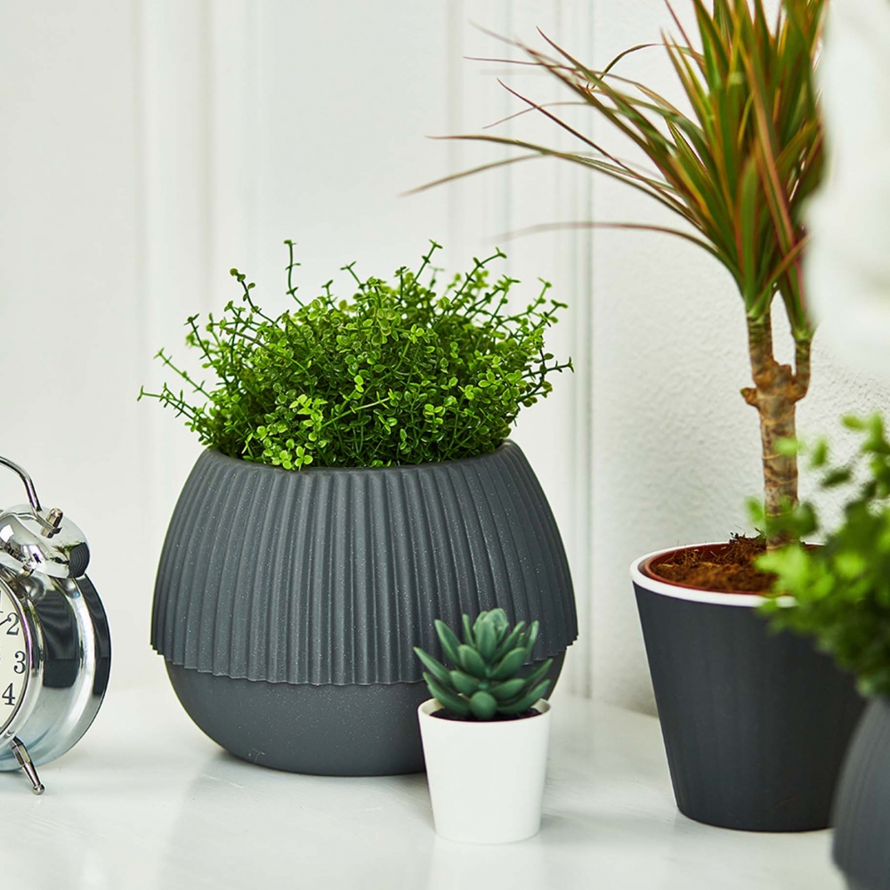 Вазон Ібіс 13,0х11,2 см круглий граніт/білий 0,86 л Алеана