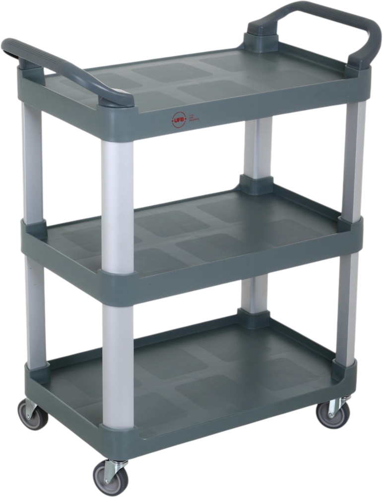 Тележка сервировочная 3 полки серая UFB 880x410х725 мм пластик/нержавеющая сталь
