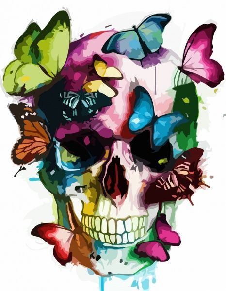 Картина за номерами Череп та метелики Rosa Start 