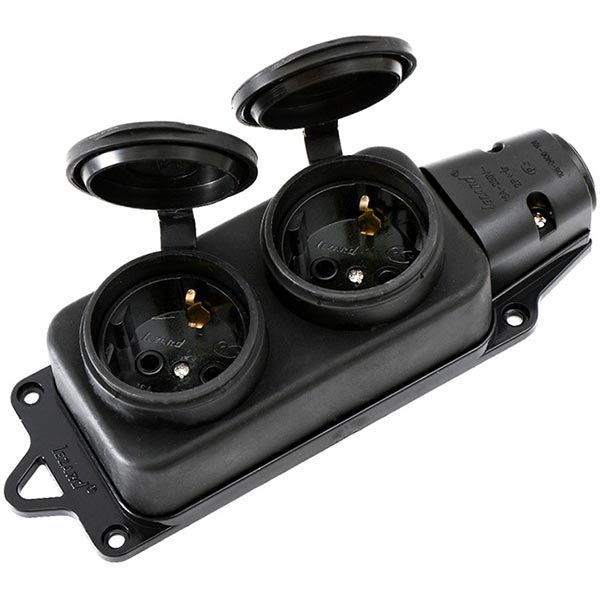 Колодка Lezard 2Р+РЕ із заглушками із заземленням 2 гн. чорний 106-0400-0110/110 