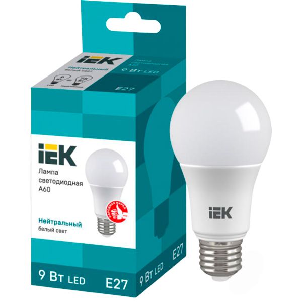 Лампа світлодіодна IEK ECO 9 Вт A60 матова E27 220 В 4000 К 