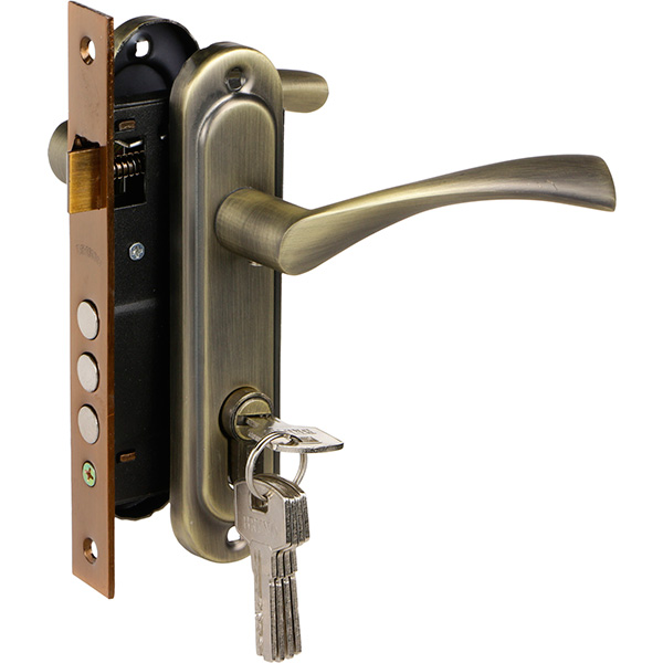 Замок врізний з ручками BRUNO Bravo 162 PZ 62 мм матова антична латунь