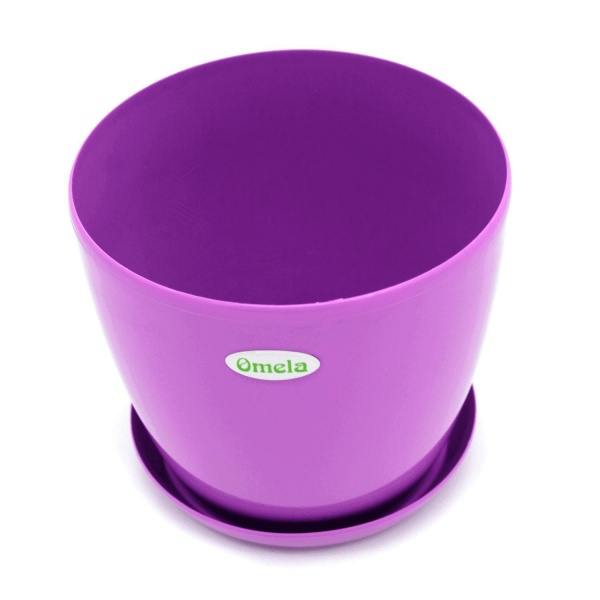 Горшок пластиковый Омела Глянец 2,2 литра круглый светло-фиолетовый 