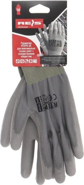 Рукавички Reis для максимально точних робіт з покриттям поліуретан XL (10) RTEPO SS 10