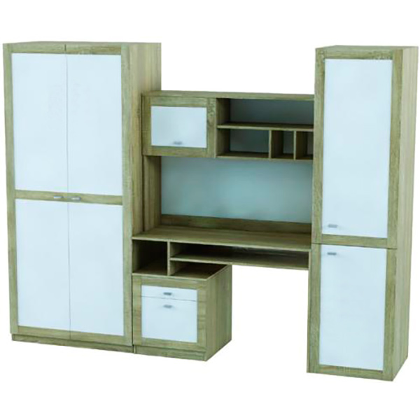 Стінка Malaga 1980x2550x525 мм білий/дуб cонома