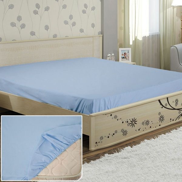 Простирадло на резинці 160x200 см блакитний Ярослав 