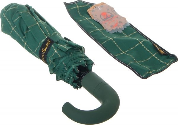 Зонт Узор прямоугольный, складной, автомат зеленый 