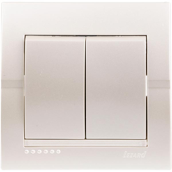 Выключатель двухклавишный Lezard Deriy без подсветки 10 А 250В жемчужно-белый 702-3030-101