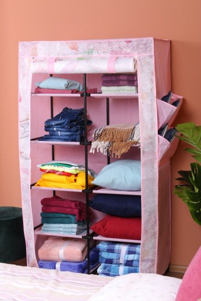 Тканевый шкаф Фламинго 1560х870х460 мм розовый 