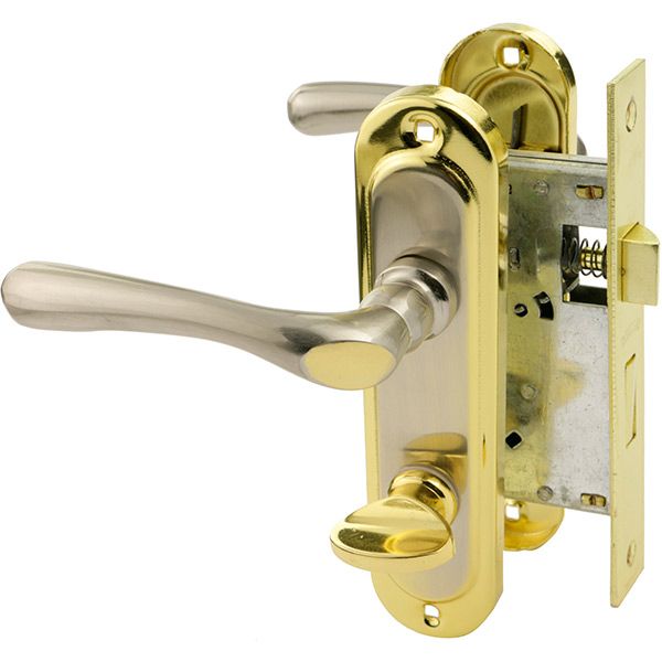 Замок врезной с ручками Bruno 910K6 WC 62 мм матовый никель