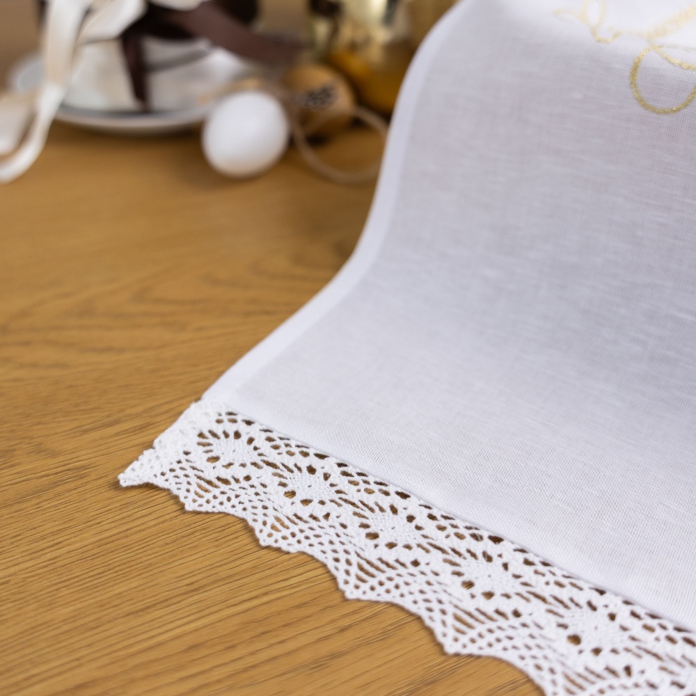 Рушник великодній 434-24/09 30x70 см Едельвіка білий із золотим