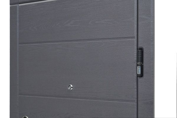 Двері вхідні Міністерство дверей КС-202+ (квартира) грифель горизонт / пломбір горизонт 2050x960мм ліві