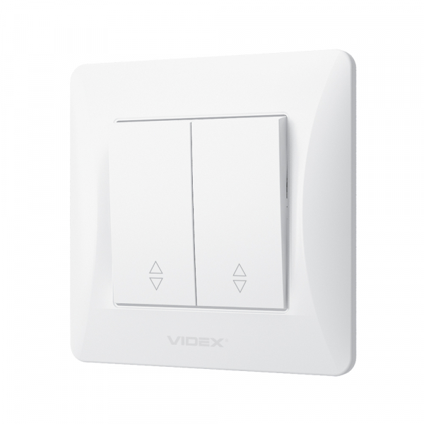 Выключатель проходной двухклавишный Videx Binera без подсветки белый VF-BNSW2P-W