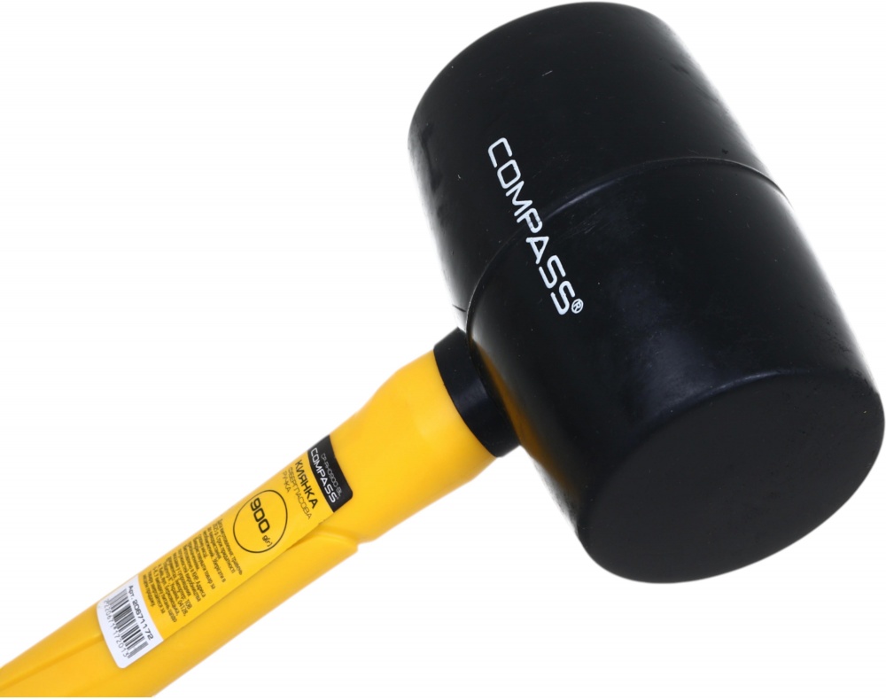 Киянка Compass 900 г чорна гума фібергласова ручка CP-RH0900-BL
