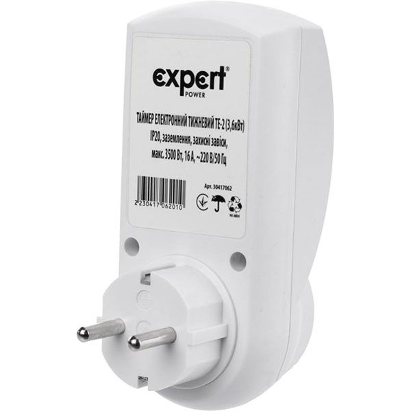 Розетка с таймером с заземлением E-TE-7x24x3,6kW-D; HWD-EG0; HWD-EG06 белый E-TE-7x24x3,6kW-D;HWD-EG06