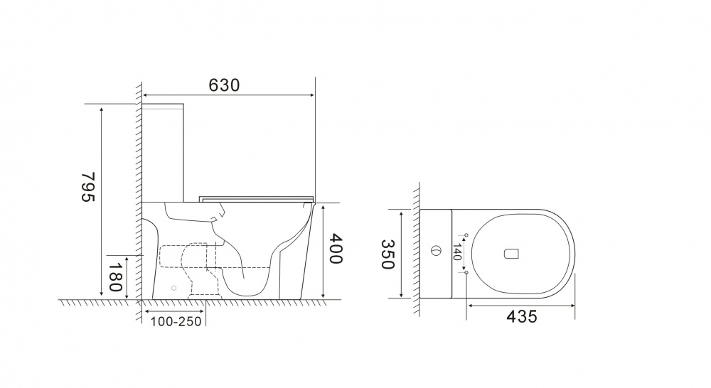 Унитаз-компакт Rapal Skane Rimless, с сиденьем soft-close, 3/6 л