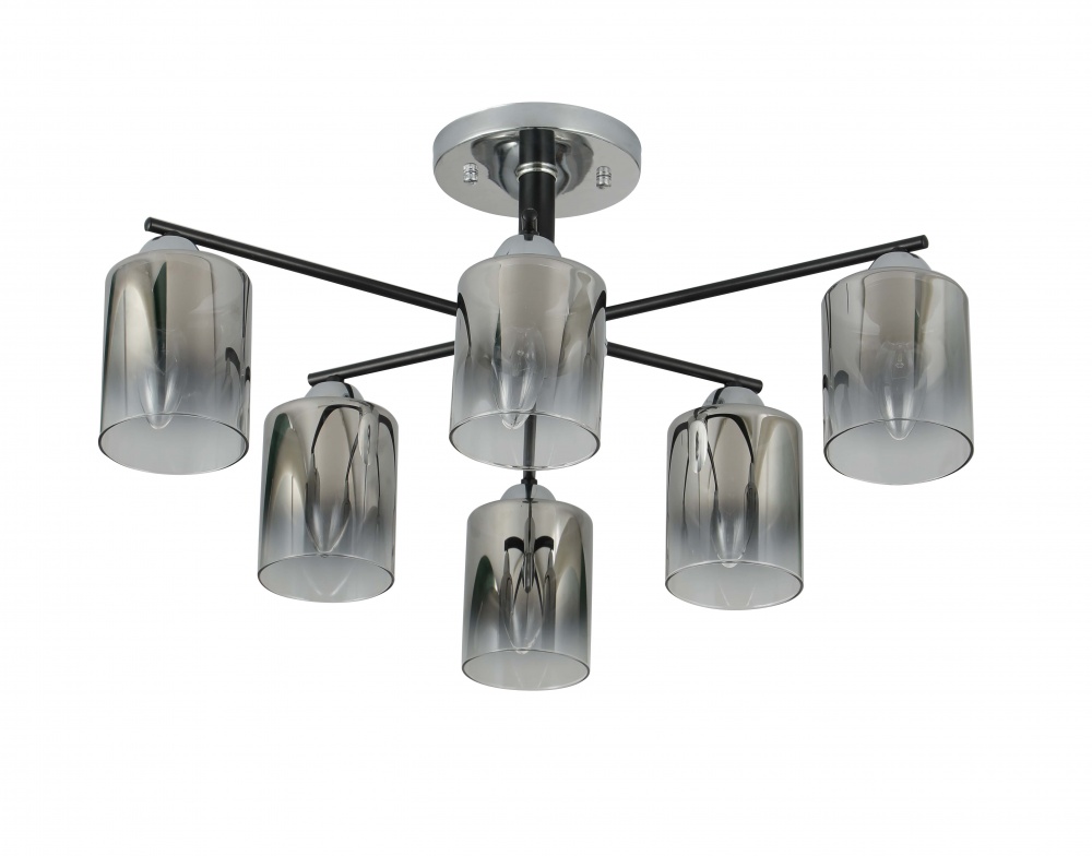 Люстра стельова Sensio Nirva 6x40 Вт E27 хром/чорний/прозорий LS-07274/6S-E2740W