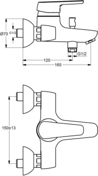 Змішувач для ванни/душу Ideal Standard Cerasprint В9566AA