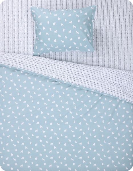 Комплект постільної білизни Little dogs полуторний бірюзово-білий La Nuit 