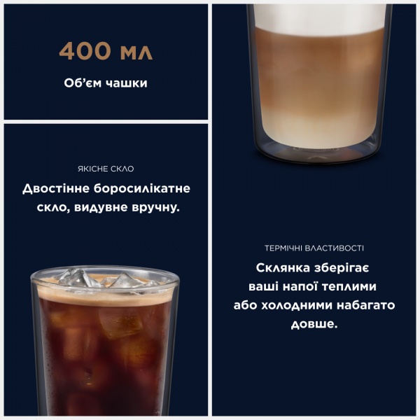 Набор стаканов Delonghi DLSC318 2GLASS 400 мл 2 шт. 