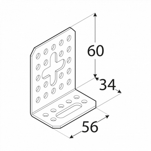 Кутник монтажний Domax L-подібний 60x34x56 мм 2 мм KRD5