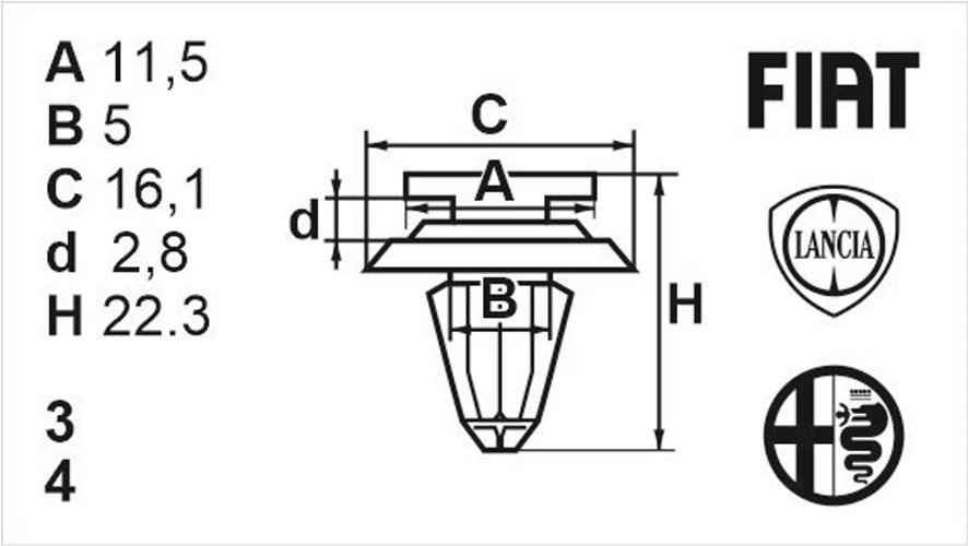 Клипса нажимная внутренняя (обшивка, обшивка дверей) Romix (11150)