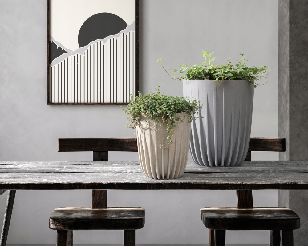 Вазон пластик MIRA круглый серый матовый 2,4 л Ламела (9279067)