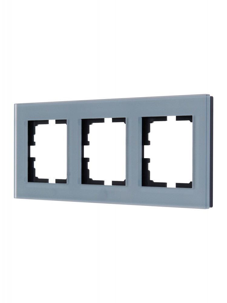 Рамка трехместная Lezard Vesna горизонтальная матовый серо-голубой 742-M7080-148