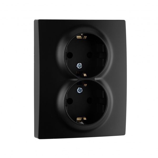 Розетка подвійна із заземленням UP! (Underprice) One Plus з кришкою антрацит 706-4242-127B