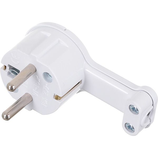 Электровилка E.NEXT Uni-Schuko WT-16UP ультра плоская 250В 16А пластик белый