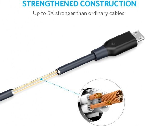 Кабель Anker PowerLine USB – microUSB 1,8 сірий A8133H11 