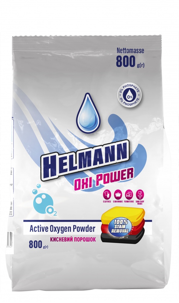 Порошок для машинной и ручной стирки Helmann Oxi Power с активным кислородом 0,8 кг