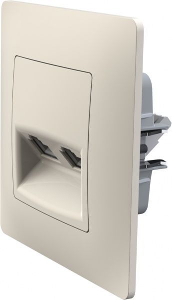 Розетка компьютерная двойная Plank Electrotechnic Classic/Nordic слоновая кость PLK0741131