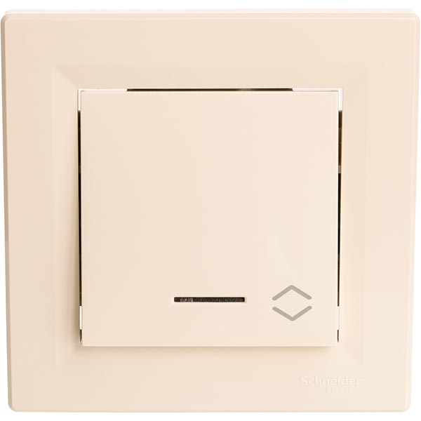 Переключатель проходной одноклавишный Schneider Electric Asfora с подсветкой кремовый EPH1500123