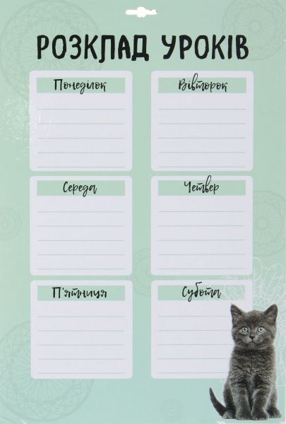 Дошка для нотаток Розклад уроків Grey Cat А3 iTEM