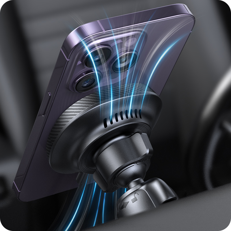 Тримач магнітний + Безпровідний зарядний пристрій для MagSafe Auto Assistance ProlIne AP-MS11 чорний