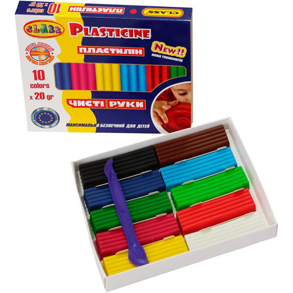 Пластилін Eco Чисті руки Maxi 10 кольорів зі стеком 7645С CLASS