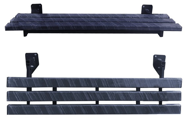 Скамейка подвесная из ПВХ профиля на металлической основе графитово-черная 1,3 м