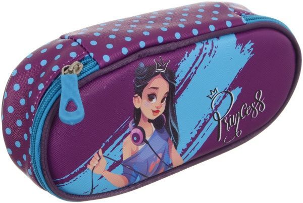 Пенал-бокс Принцесса с наушниками фиолетовый с рисунком