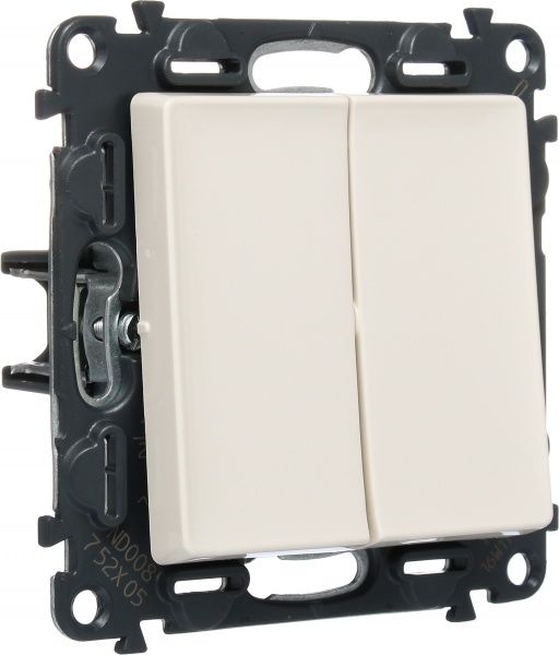 Выключатель двухклавишный Legrand Life без подсветки 10 А 250В кремовый 752505