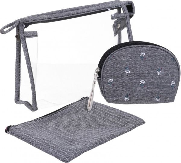 Набір косметичок Квітка В107-6 темно-сірий 