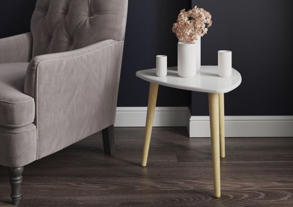 Стол журнальный Голд-1 белый глянец 545x545x450мм 