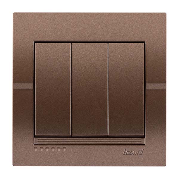 Выключатель трехклавишный Lezard Deriy без подсветки 250В темно-серый металлик 702-2929-109