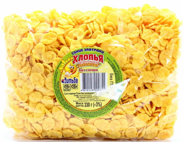 Хлопья Витьба кукурузные золотистые без сахара 330 г 