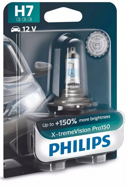 Лампа галогенная Philips X-tremeVision Pro150 12972XVPB1 H7 PX26d 12В 55 Вт 1 шт. 3350 K