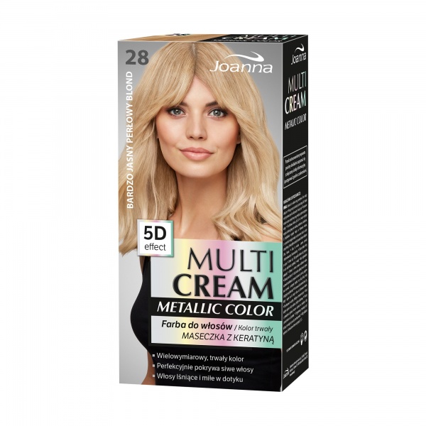 Краска для волос Joanna Multi Cream Color Metallic 5d 28 перламутровый блонд 250 мл